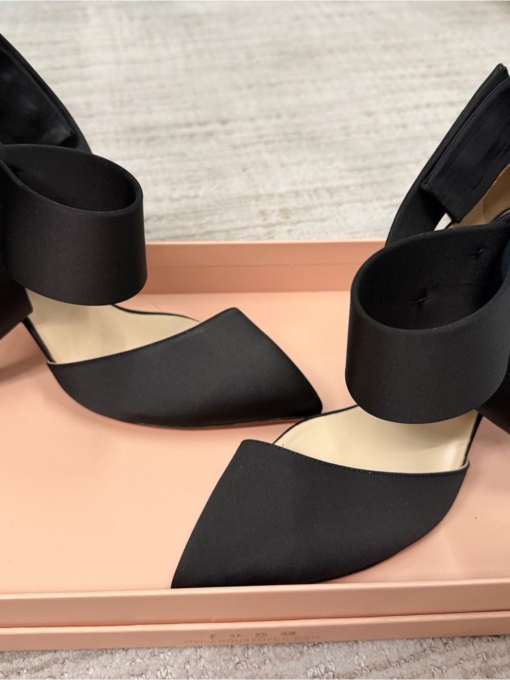 Women's Black Pointed-Toe Ankle-Strap Heels